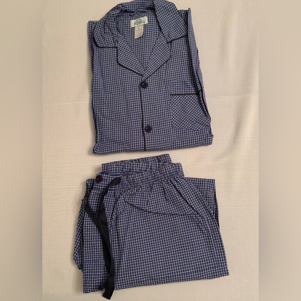 Global Men's Pajama Set 100% Cotton Yarn Drawstring Sleepwear 2 pieces  Size L